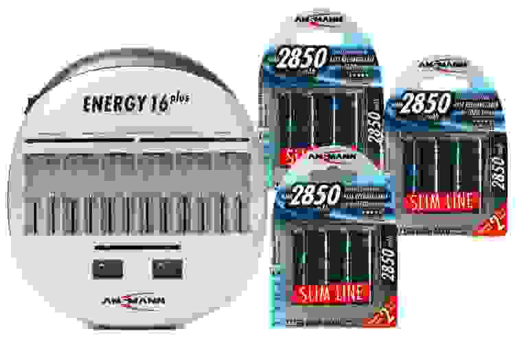 Ansmann Energy 16 Plus Battery Charger and (12) AA Batteries