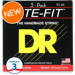 DR Strings MT-10 Tite-Fit Compression-wound Electric Guitar Strings - .010-.046 Medium (9-pack)