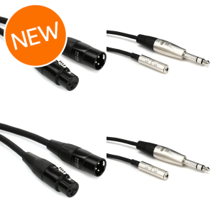 Hosa HMIC-010 Pro Microphone and Pro Headphone Adaptor Cables (2 Pack) - 10 foot