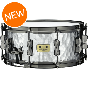 Tama S.L.P. Expressive Hammered Steel Snare Drum - 6 x 14 inch - Glossy Finish with Black Nickel Hardware
