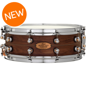 Pearl Music City Custom Solid Walnut Snare Drum - 5 x 14-inch - Natural with Boxwood-Rosewood Inlay