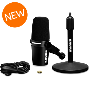 Shure MV7+ Hybrid Podcast Microphone and Stand - Black