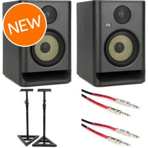 KRK ROKIT 5 G5 5-inch Powered Studio Monitor Pair with Stands and Cables