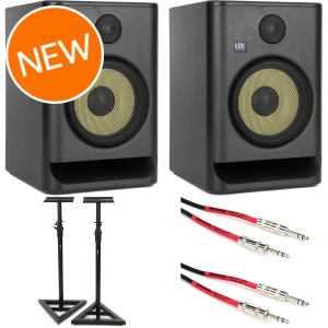 KRK ROKIT 8 G5 8-inch Powered Studio Monitor Pair with Stands and Cables