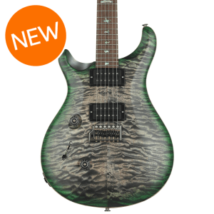 PRS Wood Library Custom 24 Left-handed Electric Guitar - Charcoal Jade Burst, 10-Top