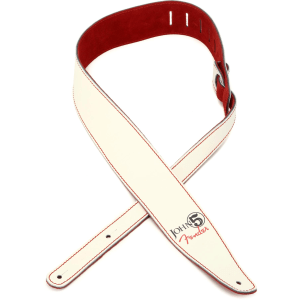 Fender John 5 Capsule Collection Leather Strap - Arctic White/Red Suede