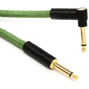 Fender 0990910062 Festival Hemp Straight to Right Angle Instrument Cable - 10 foot Green