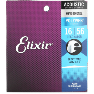 Elixir Strings 11125 Polyweb 80/20 Bronze Acoustic Guitar Strings - .016-.056 Resonator