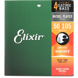 Elixir Strings 14102 Nanoweb Electric Bass Guitar Strings - .050-.105 Medium Long Scale