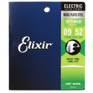 Elixir Strings 19007 Optiweb Electric Guitar Strings - .009-.052 Super Light 7-string