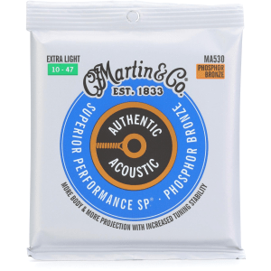 Martin MA530 Authentic Acoustic Superior Performance 92/8 Phosphor Bronze Guitar Strings - .010-.047 Extra Light