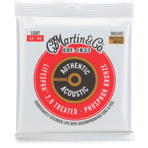 Martin MA540T Authentic Acoustic Lifespan 2.0 Treated 92/8 Phosphor Bronze Guitar Strings - .012-.054 Light
