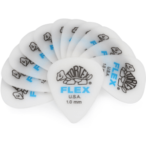 Dunlop Tortex Flex Standard Guitar Picks - 1.00mm White (12-pack)