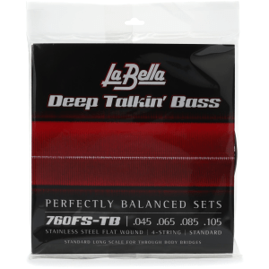 La Bella 760FS-TB Deep Talkin' Bass Flatwound Bass Guitar Strings - .045-.105 Standard Through Body