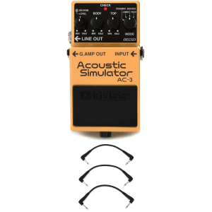 Boss AC-3 Acoustic Simulator Pedal with 3 Patch Cables