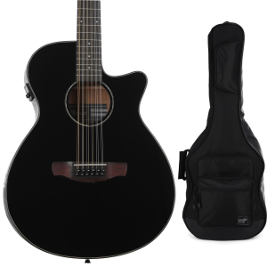 Ibanez AEG5012 12-string Acoustic-electric Guitar with Gig Bag - Black