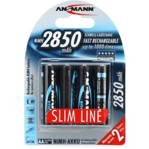 Ansmann AA 2850mah Slimline Rechargeable NiMH Battery (4-pack)