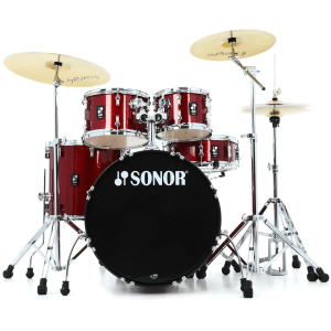 Sonor AQX Stage 5-piece Drum Set with Hardware Pack - Red Moon Sparkle