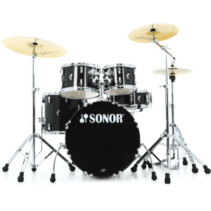 Sonor AQX Studio 5-piece Drum Set with Hardware Pack - Black Midnight Sparkle