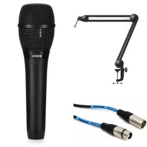 Audio-Technica AT2010 Cardioid Condenser Handheld Vocal Microphone and Broadcast Boom Stand Bundle