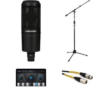 Audio-Technica AT2020 Cardioid Medium-diaphragm Condenser Microphone and AutoTune Essentials Bundle