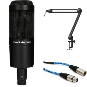 Audio-Technica AT2035 Large-diaphragm Condenser Microphone and Broadcast Boom Stand Bundle