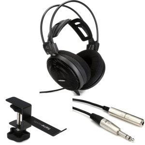 Audio-Technica ATH-AD500X Open-back Dynamic Headphones Bundle with Desk Hanger and Extension Cable
