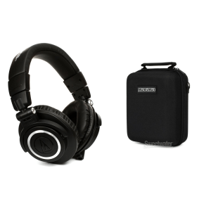Audio-Technica ATH-M50x Closed-back Studio Monitoring Headphones with Case Bundle