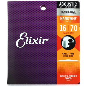 Elixir Strings 11306 Nanoweb 80/20 Acoustic Baritone Guitar Strings - .016-.070 6-string