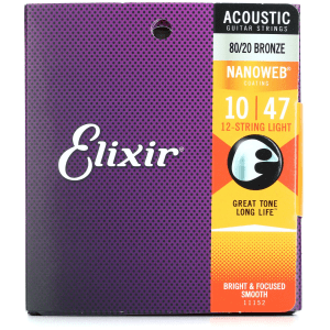 Elixir Strings 11152 Nanoweb 80/20 Acoustic Guitar Strings - .010-.047 Light 12-String