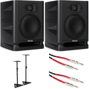 Focal Alpha 50 Evo 5 inch Powered Studio Monitor Pair with Stands and Cables