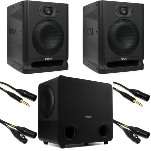 Focal Alpha 65 Evo 6.5 inch Powered Studio Monitor (Pair) with 8 inch Studo Subwoofer and Cables