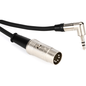 Pro Co BEM35L-1 - Type A 3.5mm Male TRS Angled to Male 5-pin DIN MIDI Cable - 1 foot