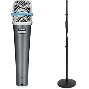 Shure Beta 57A Supercardioid Dynamic Instrument Microphone with Round Base Stand