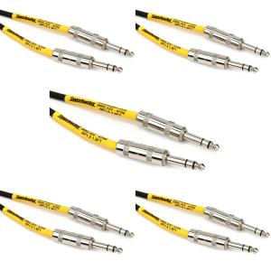 Pro Co BP-1.5 Excellines Balanced Patch Cable - 1/4-inch TRS Male to 1/4-inch TRS Male - 1.5 foot (5-Pack)