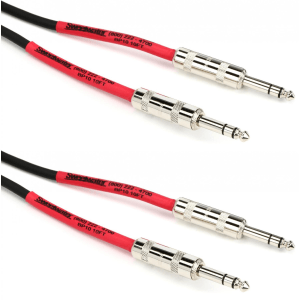 Pro Co BP-10 Excellines Balanced Patch Cable - 1/4-inch TRS Male to 1/4-inch TRS Male - 10 foot (2-Pack)
