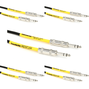 Pro Co BP-15 Excellines Balanced Patch Cable - 1/4-inch TRS Male to 1/4-inch TRS Male - 15 foot (5-Pack)