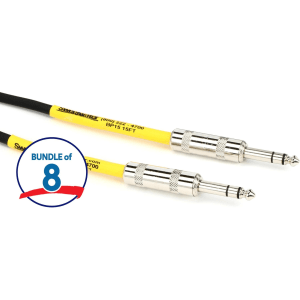 Pro Co BP-15 Excellines Balanced Patch Cable - 1/4-inch TRS Male to 1/4-inch TRS Male 8-pack - 15 foot