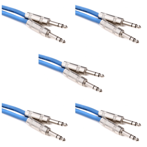 Pro Co BP-20 Excellines Balanced Patch Cable - 1/4-inch TRS Male to 1/4-inch TRS Male - 20 foot (5-Pack)