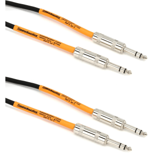 Pro Co BP-3 Excellines Balanced Patch Cable - 1/4-inch TRS Male to 1/4-inch TRS Male - 3 foot (2-Pack)