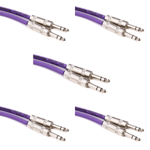 Pro Co BP-5 Excellines Balanced Patch Cable - 1/4-inch TRS Male to 1/4-inch TRS Male - 5 foot (5-Pack)