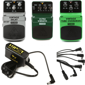 Behringer Classic Rock 3-Pack - Overdrive, Vibrato, and Delay with Power Supply