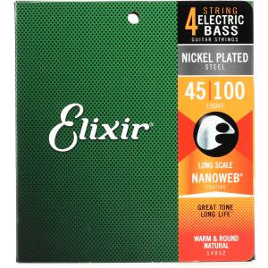 Elixir Strings 14052 Nanoweb Electric Bass Guitar Strings - .045-.100 Light Long Scale