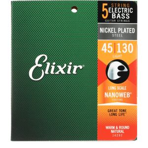 Elixir Strings 14202 Nanoweb Electric Bass Guitar Strings - .045-.130 Light Long Scale, 5-string