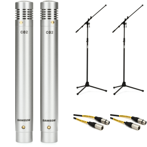 Samson C02 Small-diaphragm Condenser Microphone Bundle with Stands and Cables - Stereo Pair