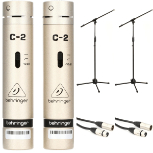 Behringer C-2 Matched Studio Condenser Microphones Bundle with Stands and Cables (pair)