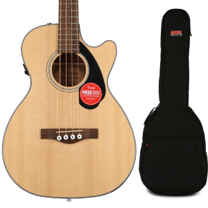 Fender CB-60SCE Acoustic-electric Concert Bass Guitar with Gig Bag - Natural