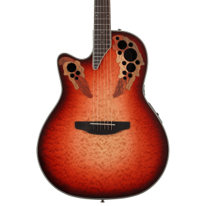 Ovation Celebrity Elite Plus CE44LX-1R Mid-Depth Left-handed Acoustic-electric Guitar - Ruby Burst