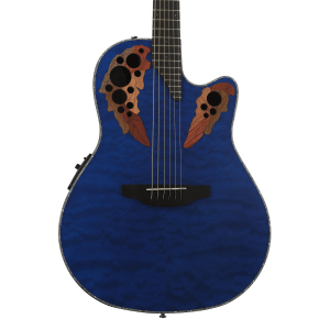 Ovation Celebrity Elite Plus CE44P-8TQ Mid-Depth Acoustic-Electric Guitar - Caribbean Blue