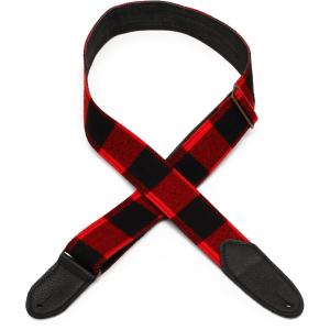 LM Products CF-BKR Flannel Guitar Strap - Red and Black